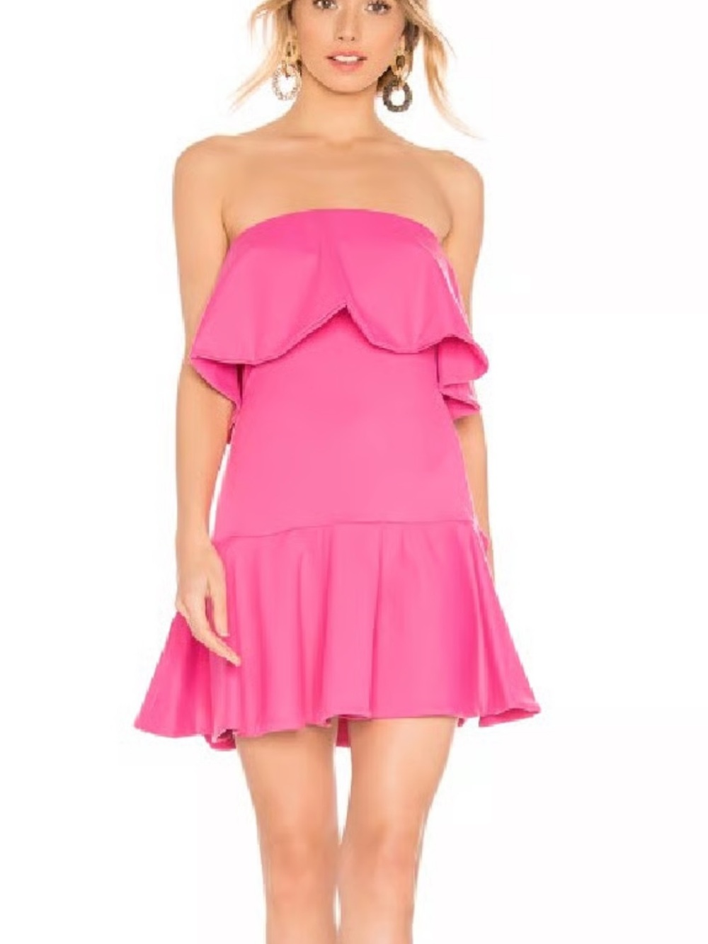 Susana Monaco Hot Pink Strapless Ruffle Dress